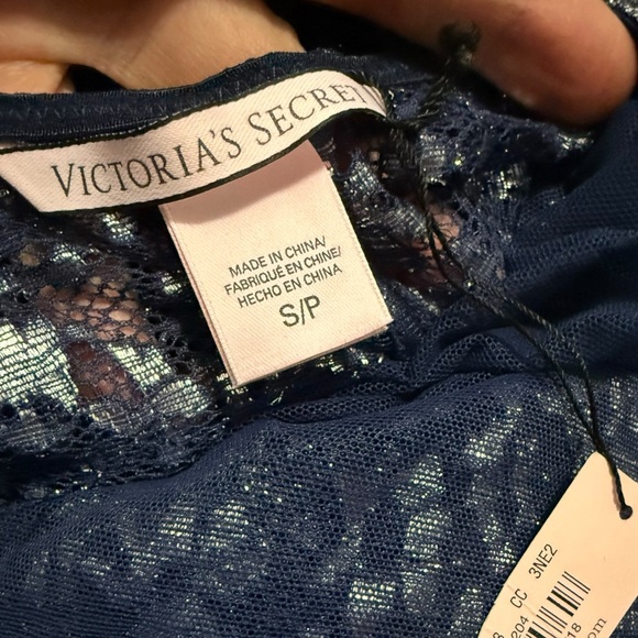 Victoria Secret Navy Floral Lace Cutout Bodysuit - Picture 5 of 6